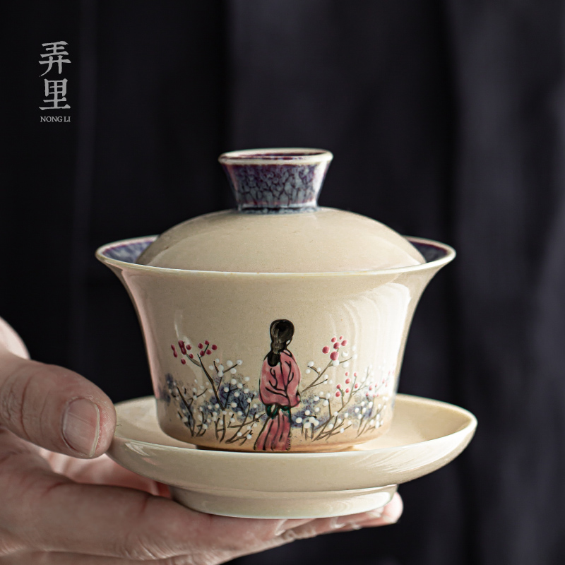 The Get | jingdezhen azure variable characters in hand - made only three tureen kung fu tea cups of pottery and porcelain bowl to tea cups