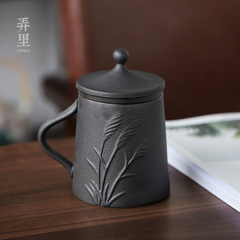 Ceramic tea cup with cover with separate the office home tea mugs filter tank creative individual cups