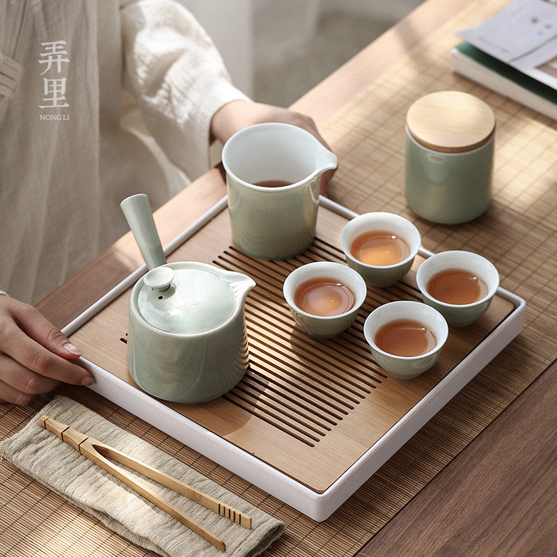| its ehrs grey porcelain side put the pot of Japanese contracted kung fu tea set of jingdezhen ceramic teapot single pot by hand