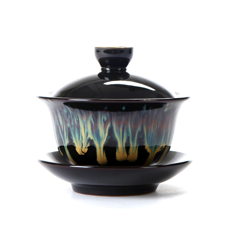 Jingdezhen is the best tea with high temperature color glaze color ceramic kung fu tea set fire suit up built lamp temmoku