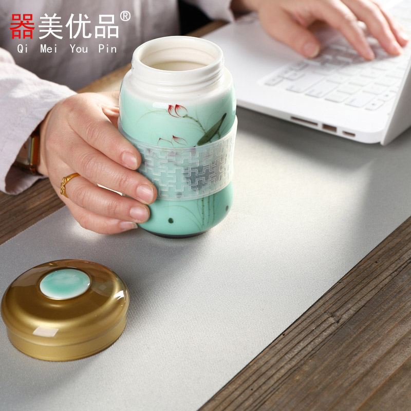 Implement the optimal product celadon hand - made teacup teapot ceramic household of Chinese style kung fu tea set gift box of a complete set of suits for