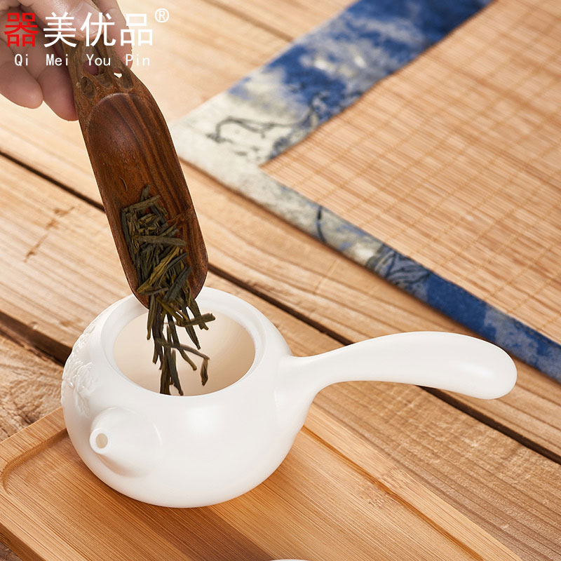 Implement the optimal character turn white porcelain beauty side keep pot hot high white porcelain single pot of filtering the little teapot ceramic household