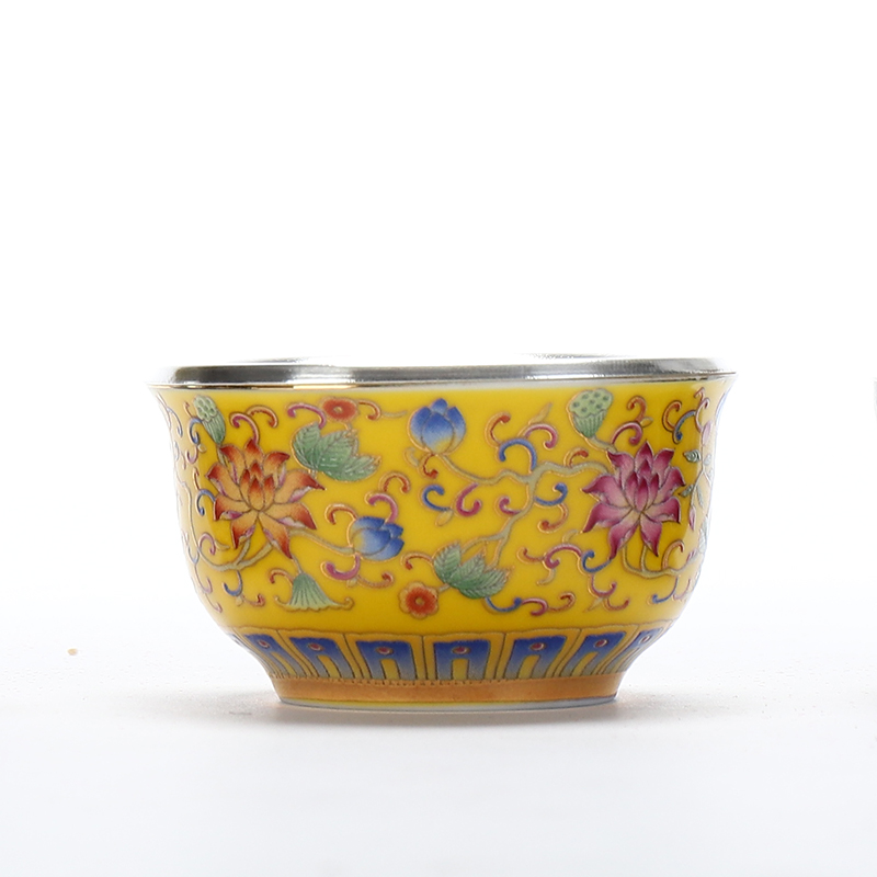 Implement the superior checking porcelain silvering sterling silver 999 jingdezhen colored enamel cup bladder host small cup of tea
