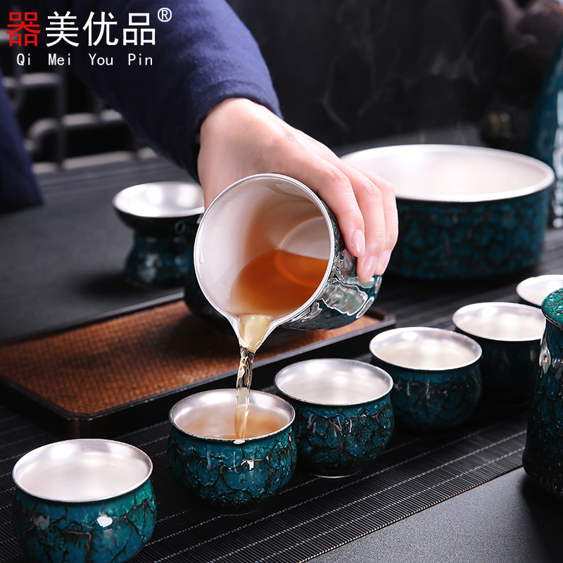 Beauty apparatus is superior to build one variable malachite green ceramic coppering. As silver kung fu tea set manually teapot teacup home outfit