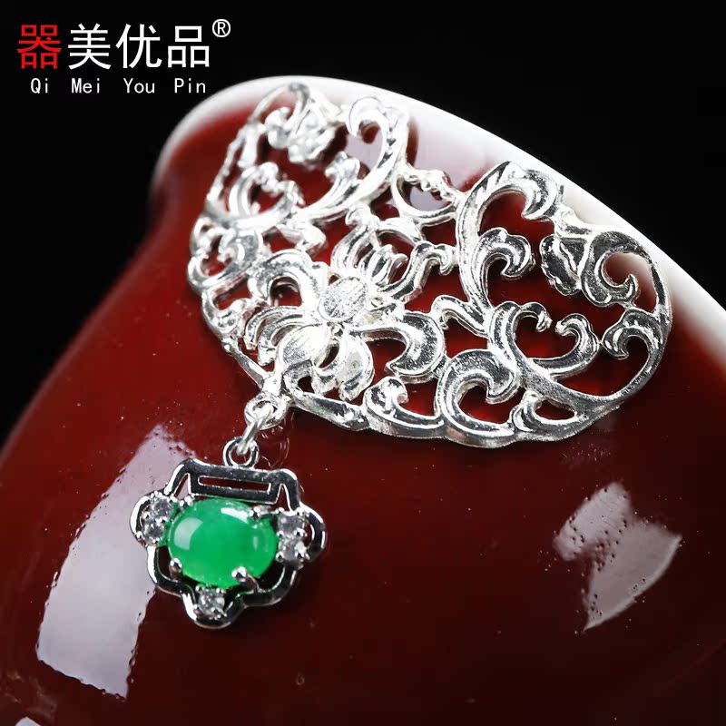 Jingdezhen is the best product with silver tea set suit creative ceramic coppering. As kung fu tea teapot tea cups