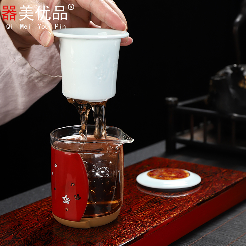 Beauty is superior lacquer tea as hot glass teapot preventing elegant cups tea separation ceramic filtration tank tea