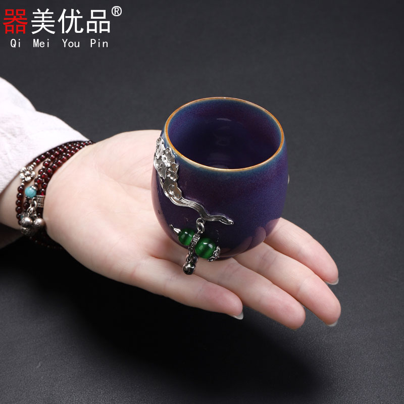 Five ancient jun is the best tea with silver master cup sample tea cup kung fu tea to both your up up, ceramic cups