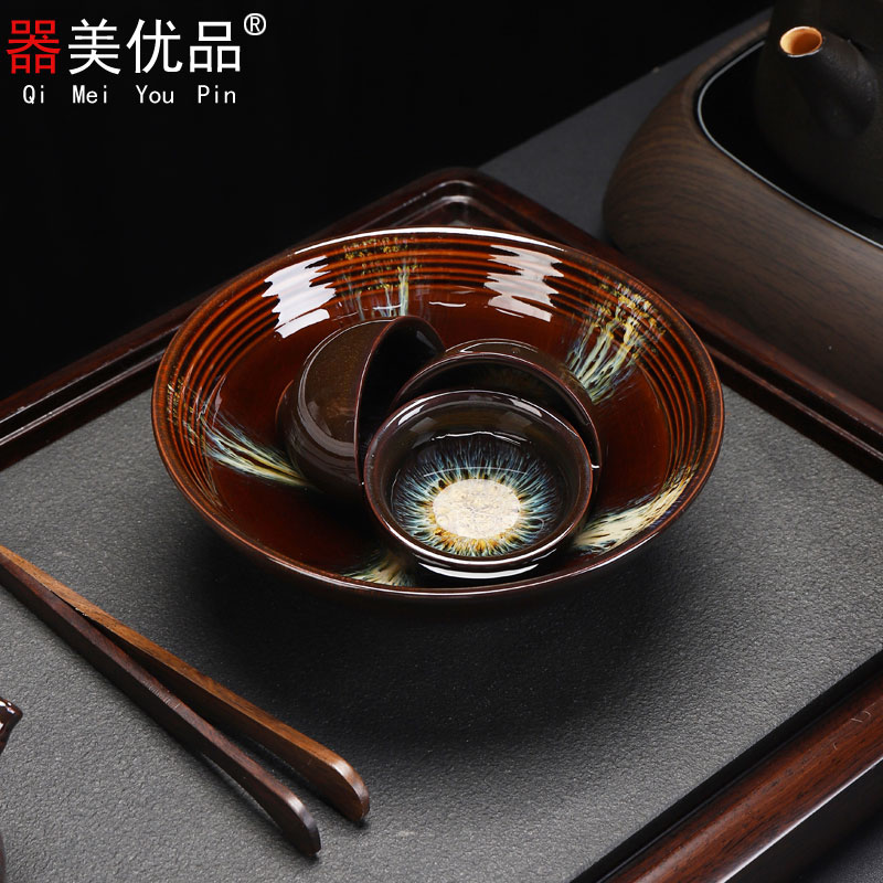 Implement the optimal product variable tea to wash to the pure manual build red glaze, the bowl washing ceramic cups kung fu tea accessories