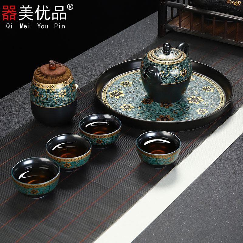 Beauty apparatus is superior travel tea set a pot of four cups of tea canister portable is suing ceramic dry terms plate of the office