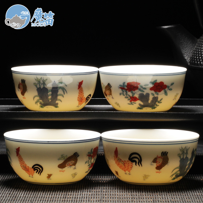 Flute jingdezhen hand - made of da Ming chenghua bucket color ceramic cups chicken cylinder cup archaize kung fu master sample tea cup cup