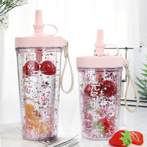 Little fairy does not stick lipstick sucker Cup adult cute girl heart drink cup simple fresh forest plastic cup