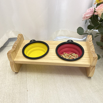 Fruit Wood Products Cat Cage Solid Wood Cat Bowl Rack 2 Bowls