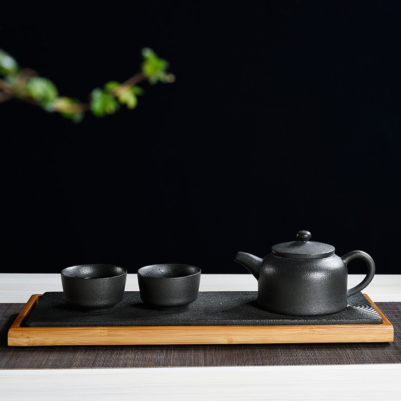 Japanese contracted ceramic dry little household mini ground tea table kung fu tea set one or two people use bamboo trays