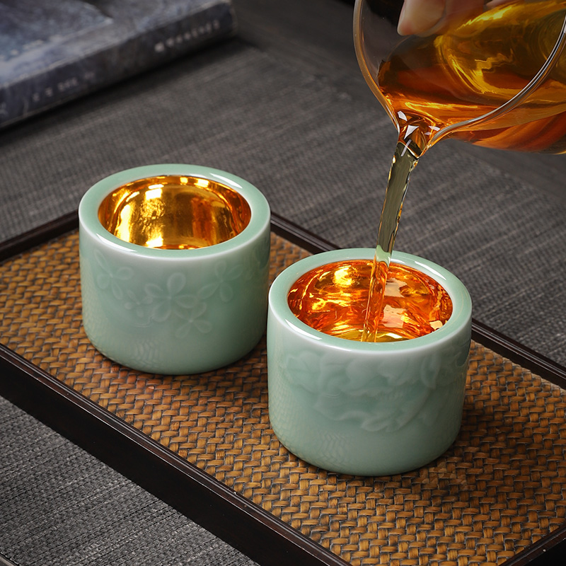 Celadon gold cup kung fu tea cups jinzhan master cup single cup "women men high - grade to use sample tea cup