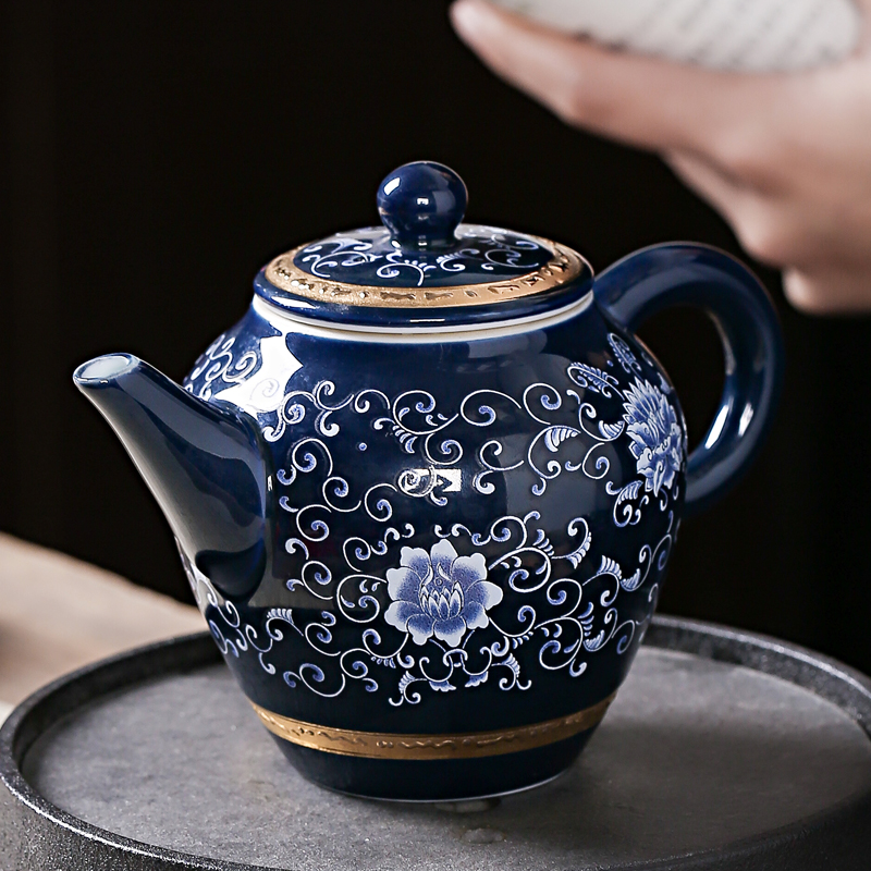 Jingdezhen coppering. As silver teapot 999 sterling silver colored enamel craft bladder kung fu tea set household teapot silver pot