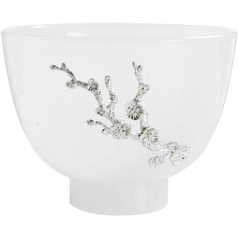 Jade porcelain cup with silver master cup single CPU manually kung fu tea set household white porcelain cup sample tea cup noggin individuals