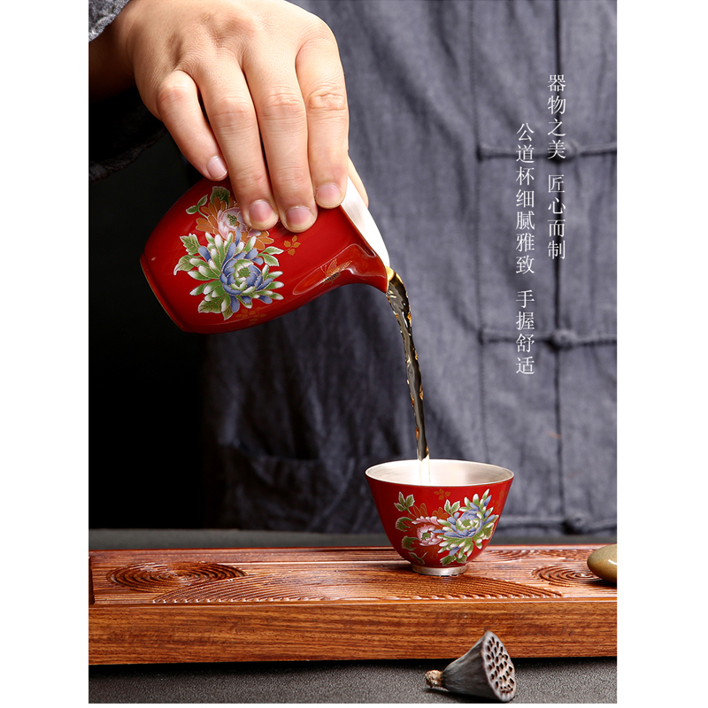 Jingdezhen ceramic colored enamel tea sets creative silver sterling silver 999 fair keller of tea ware set tea cup