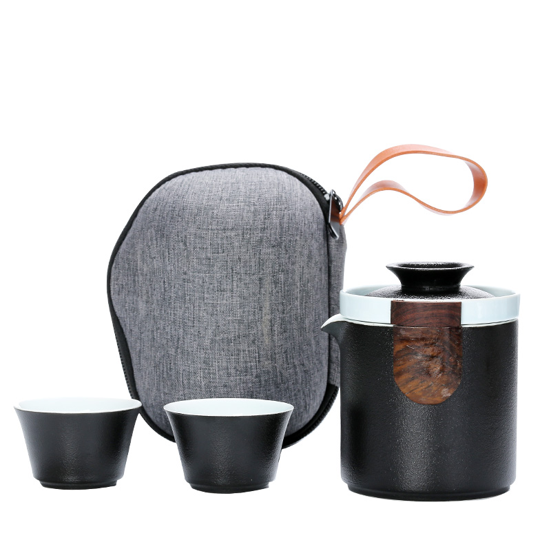 Coarse pottery crack of a pot of 22 cup portable travel package ceramic kung fu tea set suit portable is suing the teapot