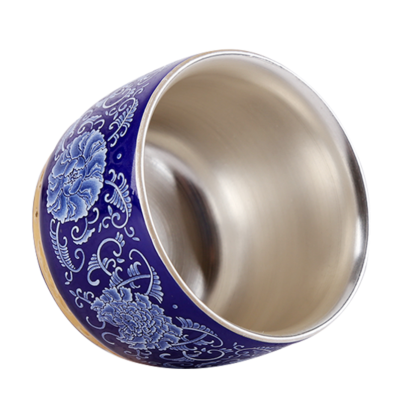 Jingdezhen ceramic silver cup silver 999 authentic kung fu tea tasted silver gilding master cup sample tea cup single cup home