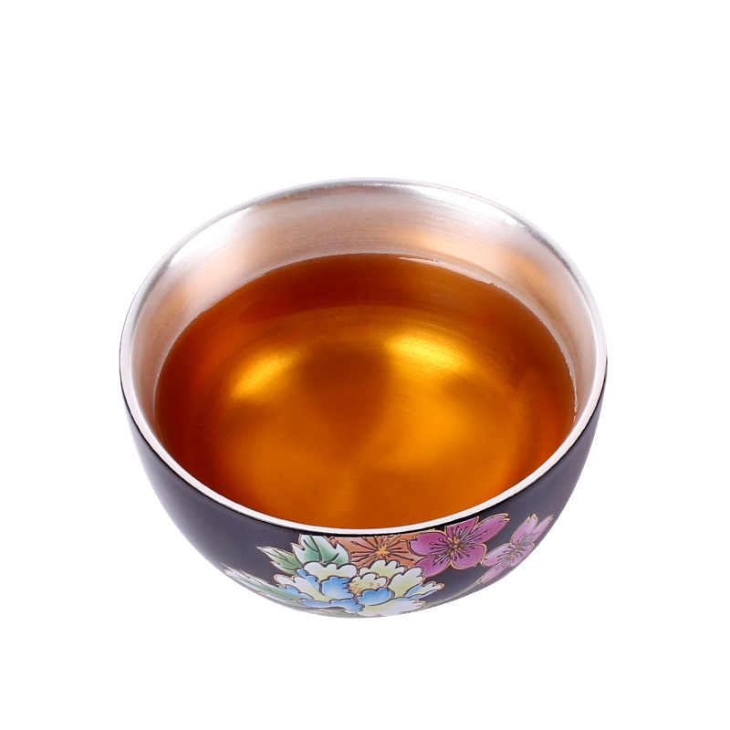 Creative ceramic sample tea cup silver cup silver 999 authentic kung fu tea bowl is tasted silver gilding master single cup by hand