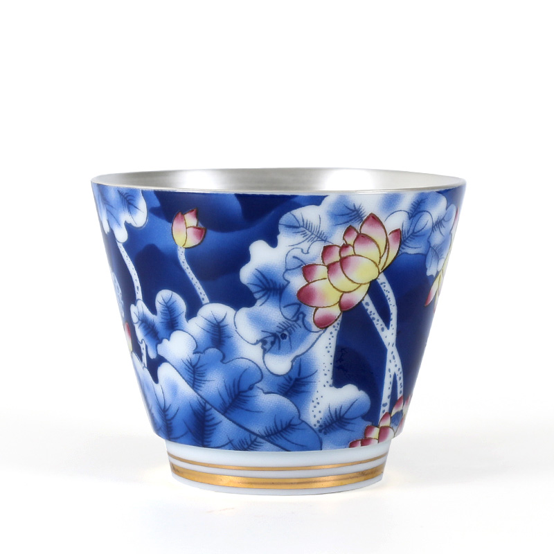 Silver cup Silver 999 health kung fu hand enamel - lined coppering. As Silver cup sample tea cup master cup single CPU