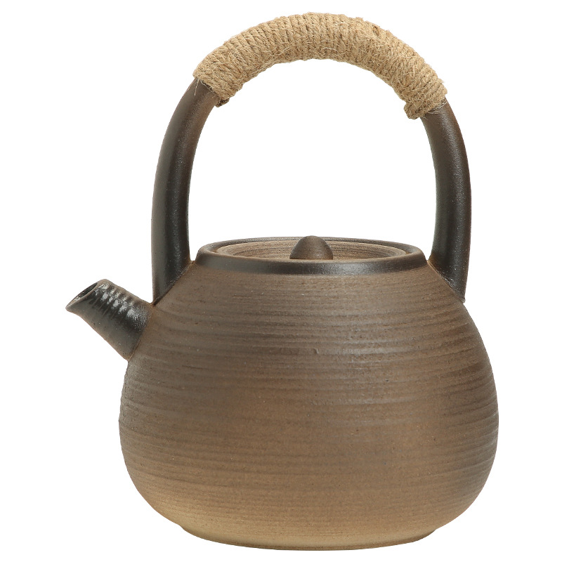 Bo yiu-chee gold retro coarse pottery teapot Japanese home filtration to hold to high temperature ceramic boiled tea restoring ancient ways 1 l capacity