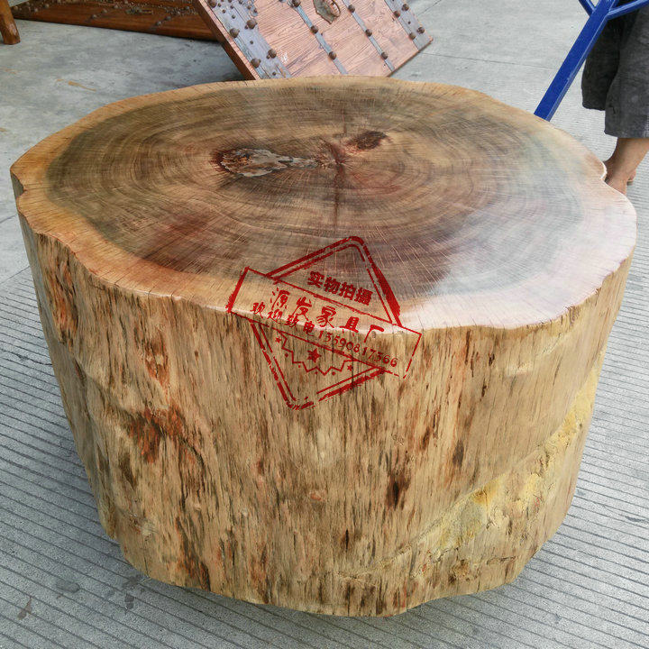 ym130树墩茶桌木墩桌子实木茶台泡茶桌户外茶台根雕茶桌圆桌茶几