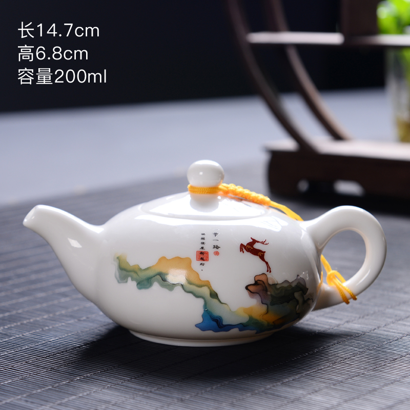 Kung fu tea set of blue and white porcelain household contracted and I suet jade white porcelain cups tureen ceramic teapot