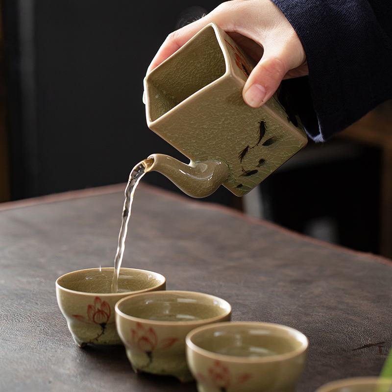 Jingdezhen hand - made of make tea tea set gift boxes home sitting room office contracted the up kung fu tea set