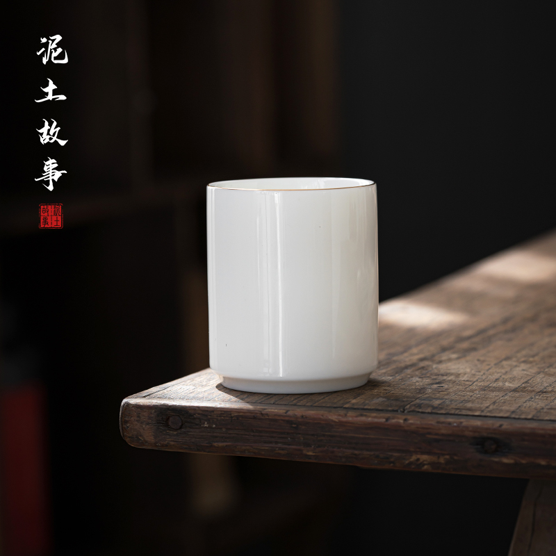 Dehua suet jade porcelain single straight jade porcelain cup cup size sample tea cup tea cups white porcelain kung fu master