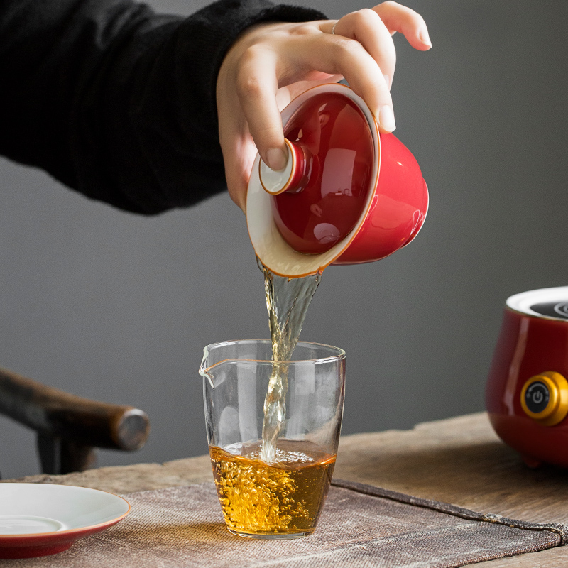 Earth story jingdezhen offering red tea set manual of a complete set of ji checking ceramic tureen kung fu tea set