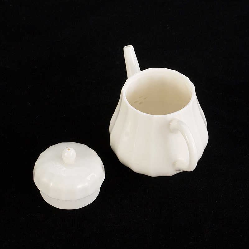 Dehua white porcelain ceramic teapot kung fu tea tureen bowl filter with three cups to bowl of household pumpkin pot