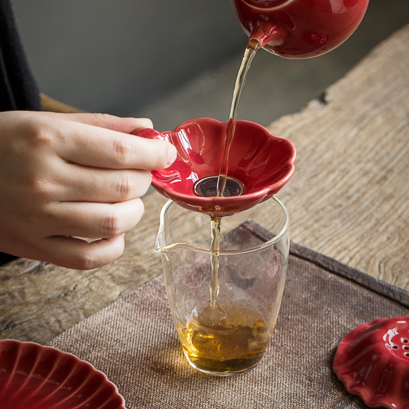 Jingdezhen lang red filter) set about ceramic tea set tea tea accessories mesh tea tea strainer