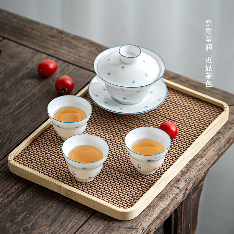 Dandelion jingdezhen ceramic gift box set household manual tea tray was contracted white porcelain cup lid to use kung fu tea set