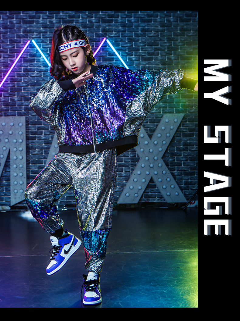 男童爵士舞街舞演出服男孩亮片表演服说唱弹吉他架子鼓手服装成人