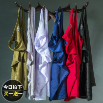 Ice silk vest mens tide summer thin mesh breathable waistcoat slim sports quick-drying sleeveless T-shirt wide shoulder vest