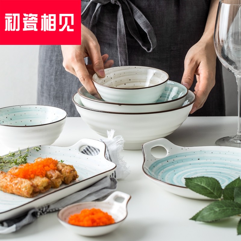 Early porcelain meet Japanese dishes suit household new ceramic tableware chopsticks to eat soup bowl of fruit bowl