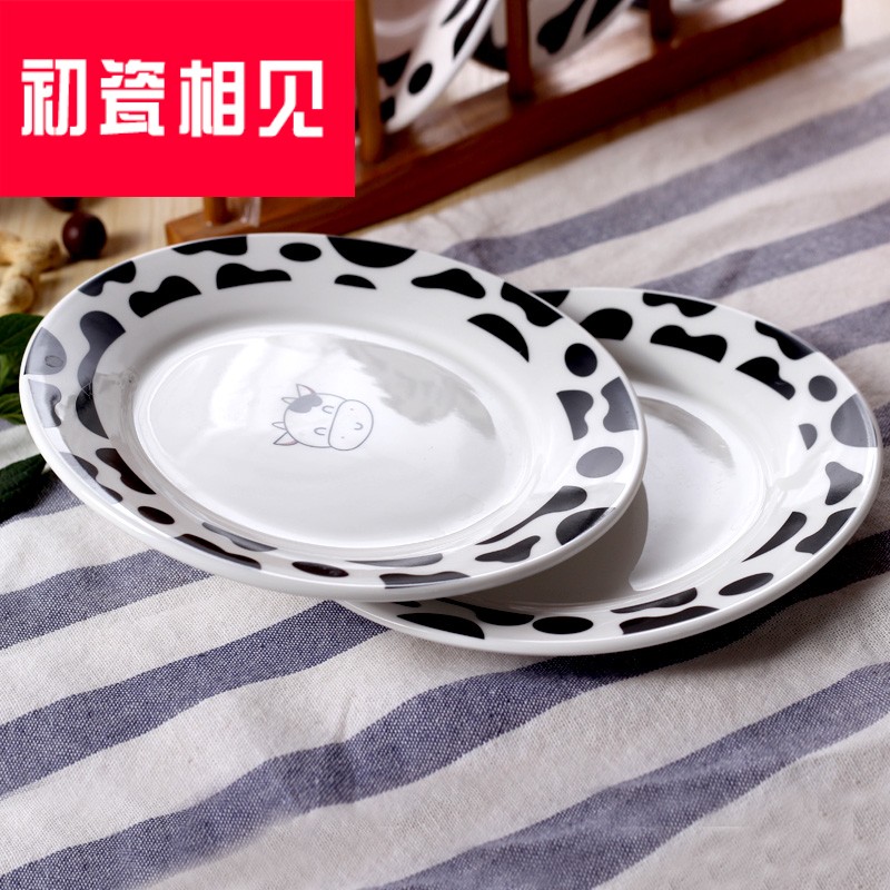 Ten - day home cows disc ceramic tableware porcelain meet each other at the beginning of the creative household cow cartoon panda plate ceramic pottery plate