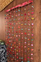 National style fabric flower curtain handmade fabric partition curtain balcony bay window fabric hanging curtain