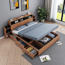 Modern minimalist small ban shi chuang 1 8 meters double master high box bed chu wu chuang economical storage bed