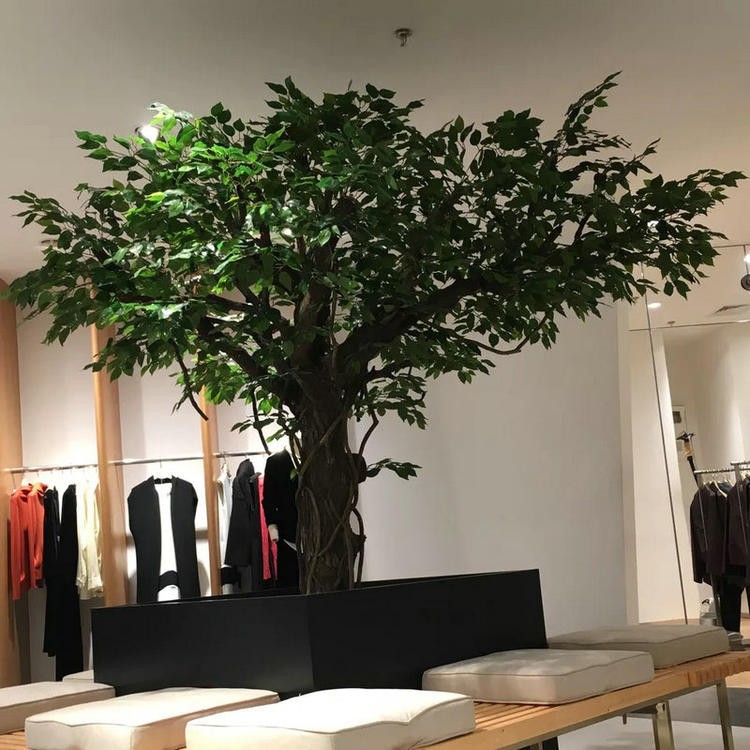 仿真榕树大型假树室内舞台道具实木落地装饰大厅景观树造景