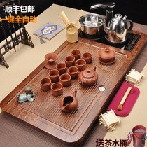 Tea set Household Kung fu glass solid wood tea tray Tea table one-piece automatic induction cooker Set of tea ceremony on water