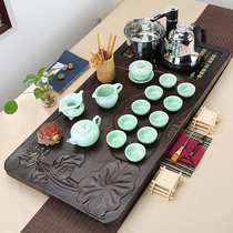 Rengu tea set Household simple modern bamboo tea tray Tea table Tea Sea Induction cooker Tea ceremony Ice cracked glass
