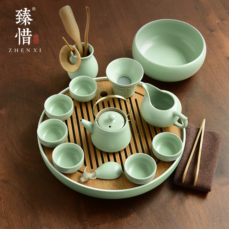 "Cherish your up ceramic kung fu tea set suit household small teapot teacup modern Japanese dry tea tray