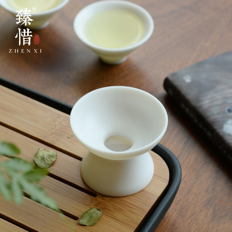 "Precious little Chinese essence firing porcelain suet jade porcelain) ceramic filtration kung fu tea tea tea strainer