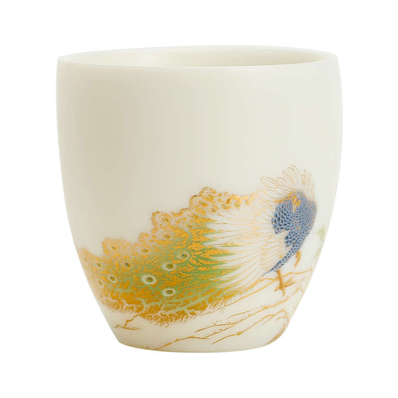 Become precious little wealth changchun gold peacock masters cup kung fu tea family tea cups white porcelain high - end gifts