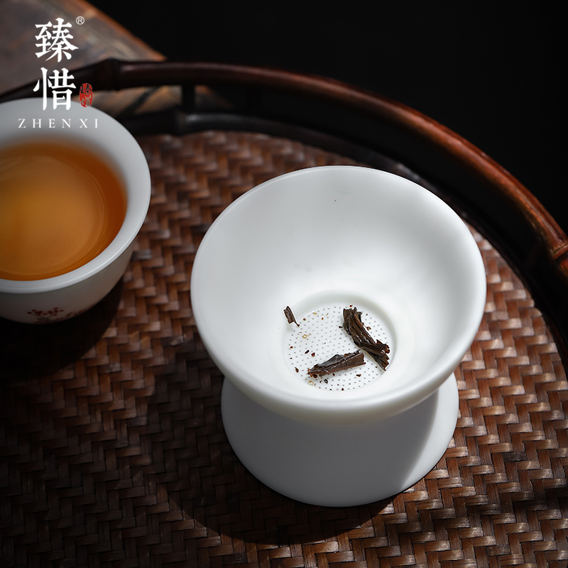 Become precious little suet jade porcelain ceramic filter pinhole) tea tea filter manually kung fu tea tea taking