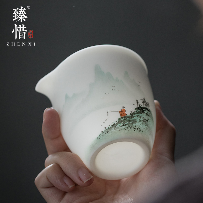 Become precious little hand draw reasonable aoyama, abbreviation suet jade white porcelain cup tea sea home of kung fu tea tea set ceramic points