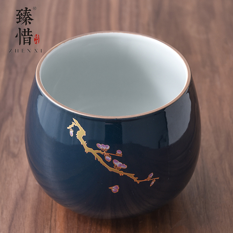 "Precious little ji blue tea leaf - cylinder washing kung fu tea tea tea tray tea accessories writing brush washer wash water jar ceramic cup size