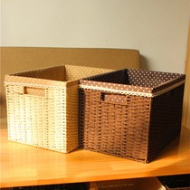 Handmade woven basket without cover large straw woven box storage box preparation storage box pastoral bag pastoral basket imitation Rattan woven